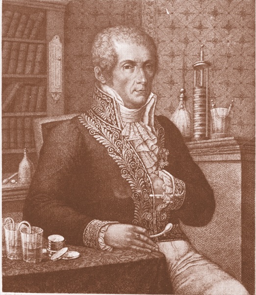 Alessandro Volta in un’incisione di R. Focosi e L. Rados, 1828 
